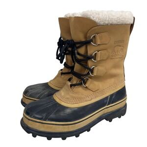 Sorel Caribou II Mens Waterproof Winter Snow Boots Size 7 Tan Black NM1000-281